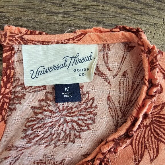 Universal Thread Floral Ruffled Flutter Sleeve Sleeveless A-Line Maxi Dress, M - Picture 9 of 12